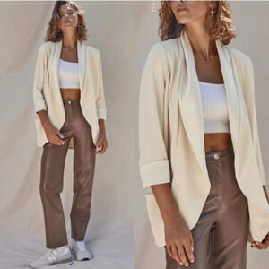 ARITZIA WILFRED Chevalier Jacket Open Blazer Cream Tan Suit Cardigan Size 4